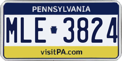 PA license plate MLE3824