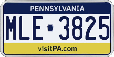 PA license plate MLE3825