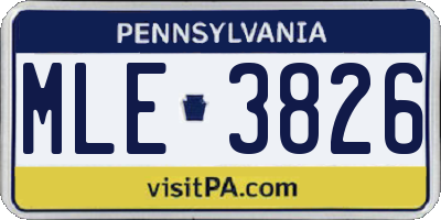 PA license plate MLE3826