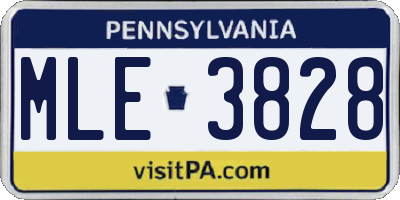 PA license plate MLE3828