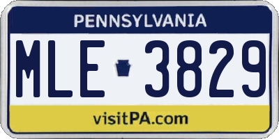PA license plate MLE3829
