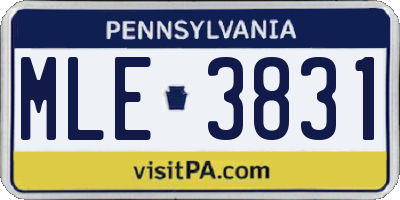 PA license plate MLE3831