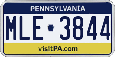 PA license plate MLE3844