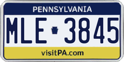PA license plate MLE3845