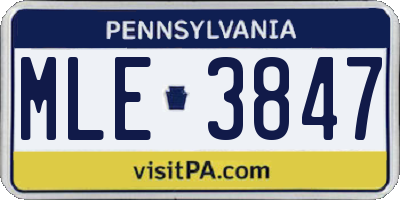 PA license plate MLE3847