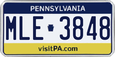 PA license plate MLE3848