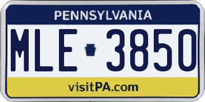 PA license plate MLE3850