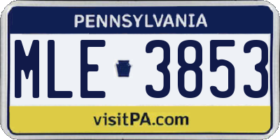 PA license plate MLE3853