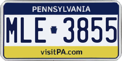 PA license plate MLE3855