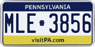 PA license plate MLE3856
