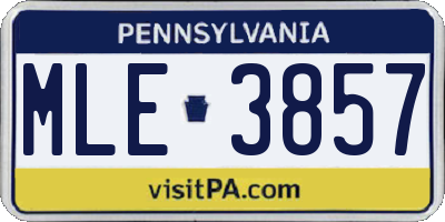 PA license plate MLE3857