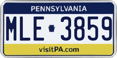 PA license plate MLE3859