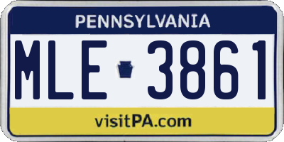 PA license plate MLE3861