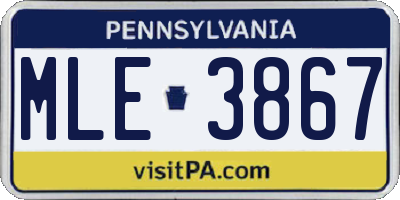 PA license plate MLE3867