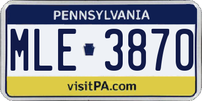 PA license plate MLE3870
