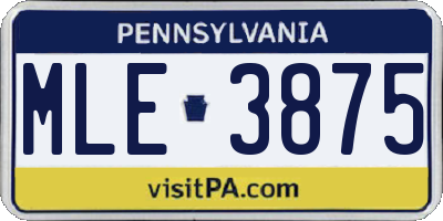 PA license plate MLE3875