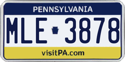 PA license plate MLE3878