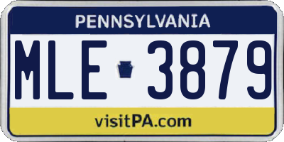 PA license plate MLE3879