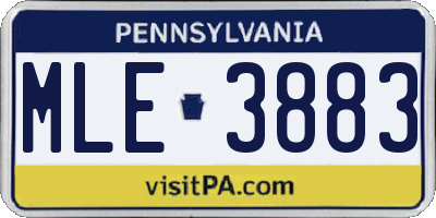 PA license plate MLE3883