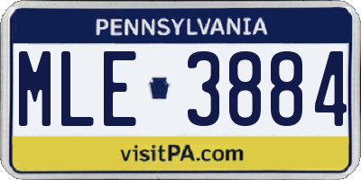 PA license plate MLE3884