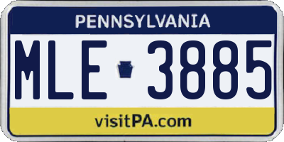 PA license plate MLE3885