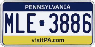 PA license plate MLE3886