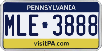 PA license plate MLE3888