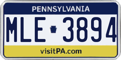 PA license plate MLE3894