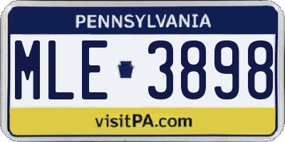 PA license plate MLE3898