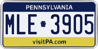 PA license plate MLE3905