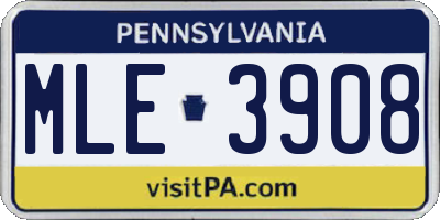 PA license plate MLE3908