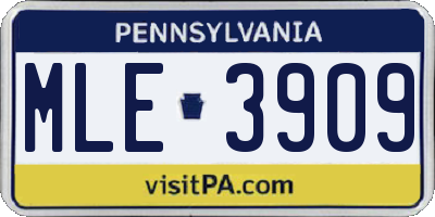 PA license plate MLE3909