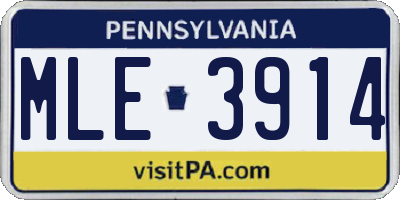PA license plate MLE3914
