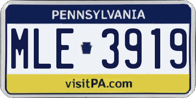 PA license plate MLE3919