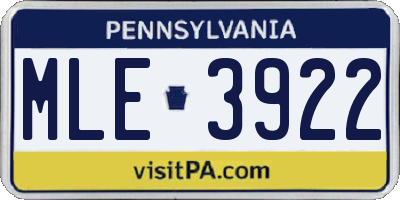 PA license plate MLE3922