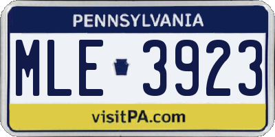 PA license plate MLE3923
