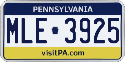 PA license plate MLE3925