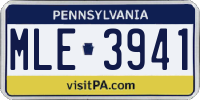 PA license plate MLE3941