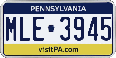 PA license plate MLE3945