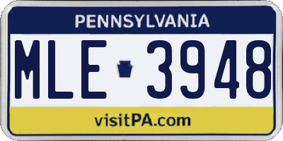 PA license plate MLE3948
