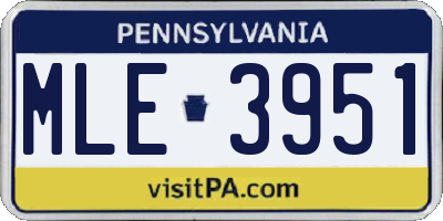 PA license plate MLE3951