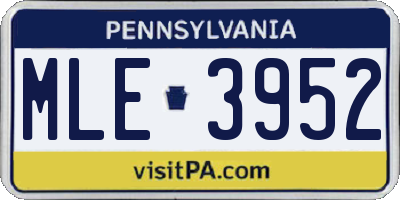 PA license plate MLE3952