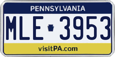 PA license plate MLE3953