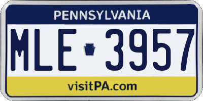 PA license plate MLE3957