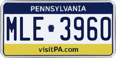 PA license plate MLE3960