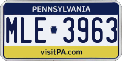 PA license plate MLE3963