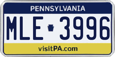 PA license plate MLE3996