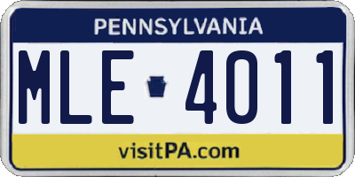 PA license plate MLE4011