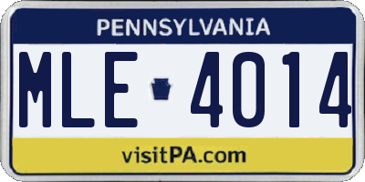PA license plate MLE4014