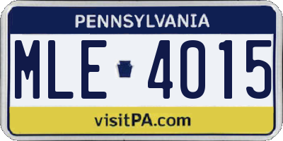 PA license plate MLE4015